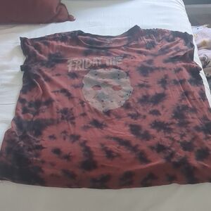 Torrid Red and Black Tie-Dye Short Sleeve Tee